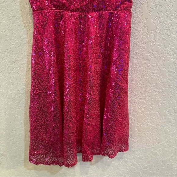 NEW Jaeden Small Sparkling Barbie Pink Sequin Formal Homecoming Sweetheart Dress - Picture 5 of 7